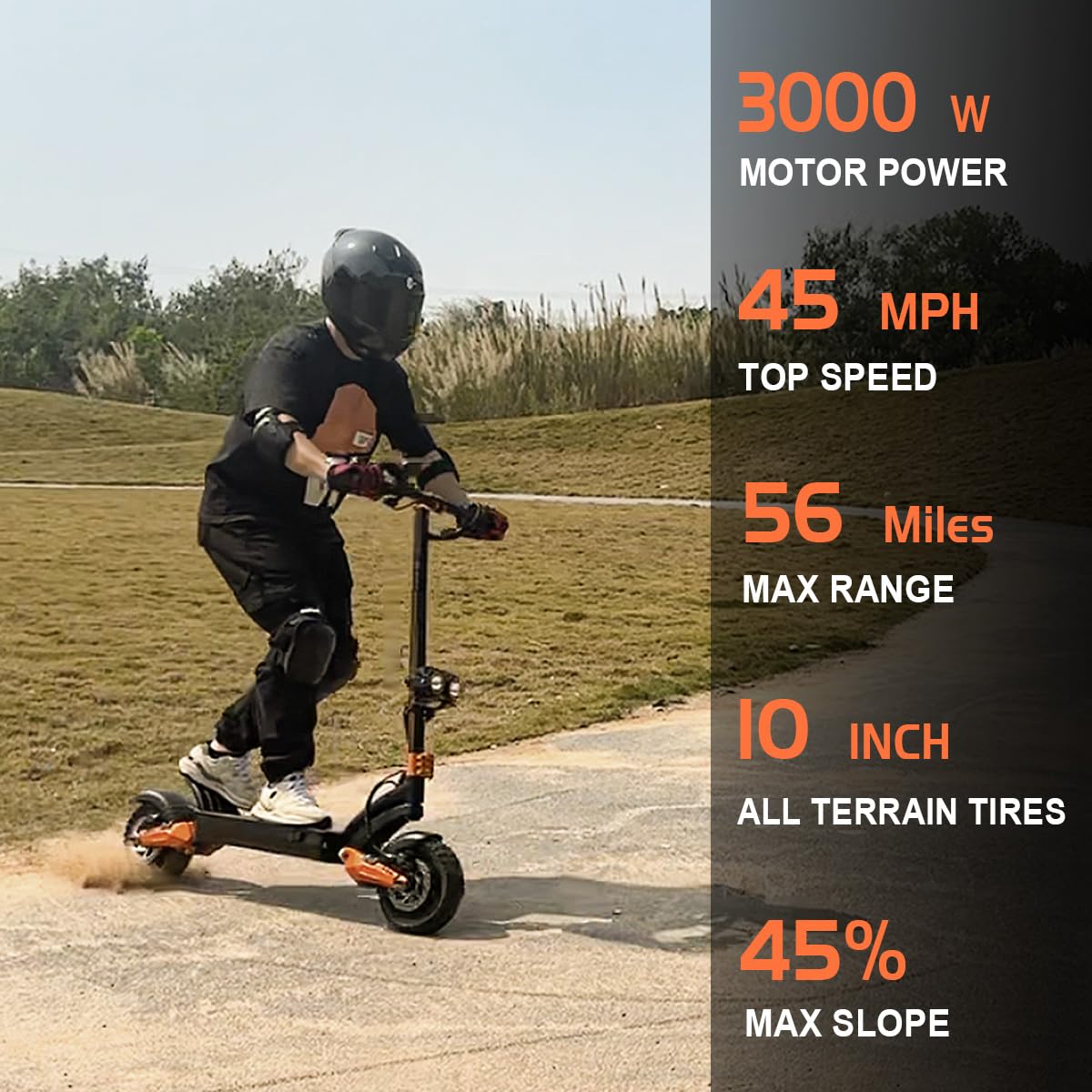 MetaMoov ZO08 Electric Scooter, 3000W Dual Motors Up to 45 MPH Fast Speed and 56 Miles Long Range, Dual Disk Brake & Dual Suspension, 10