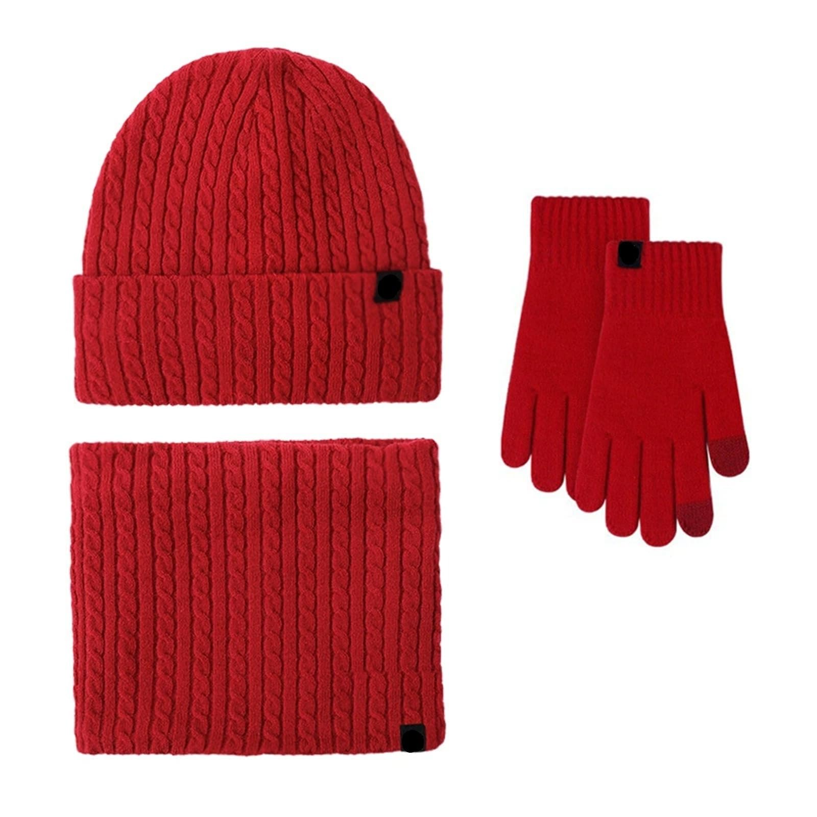 Cappello Sciarpa Guanti Set Berretto, sciarpa, guanti termici, set invernale caldo 3 pezzi per Inverno