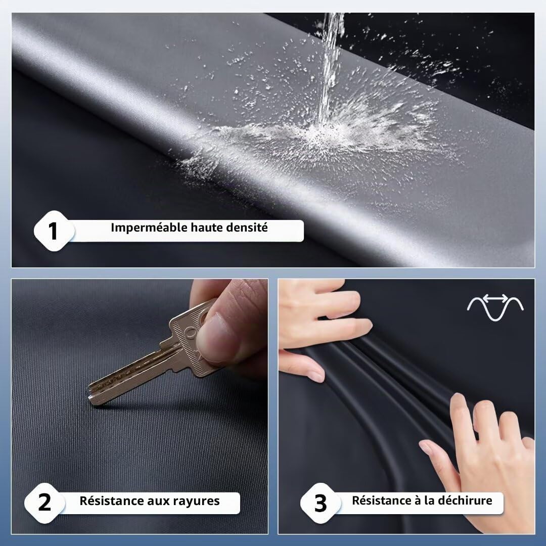 GUNHYI Housse Voiture Imperméable Respirante, SUV Bâche pour Peugeot 3008 (2009-2025), Noir BleuBâche de Voiture complète pour la Pluie Soleil poussière Protection et Doublure.