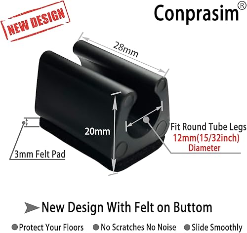 Miniatura 4 de Tapas de puntas de patas de silla en forma rectangular con almohadillas de fieltro, protectores de patas de muebles se deslizan suavemente, sin