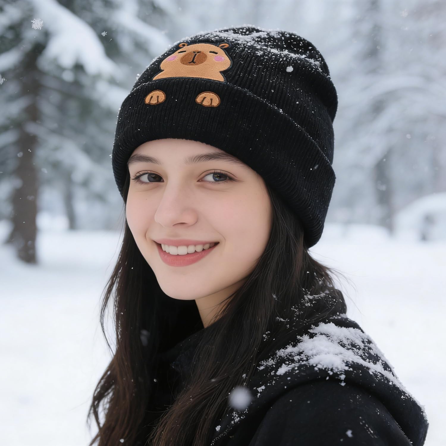 Personality Animal Head Embroidery Knit Beanie Hat for Adult and Big Kids Winter Warm Skull Cuffed Hats - Image 6