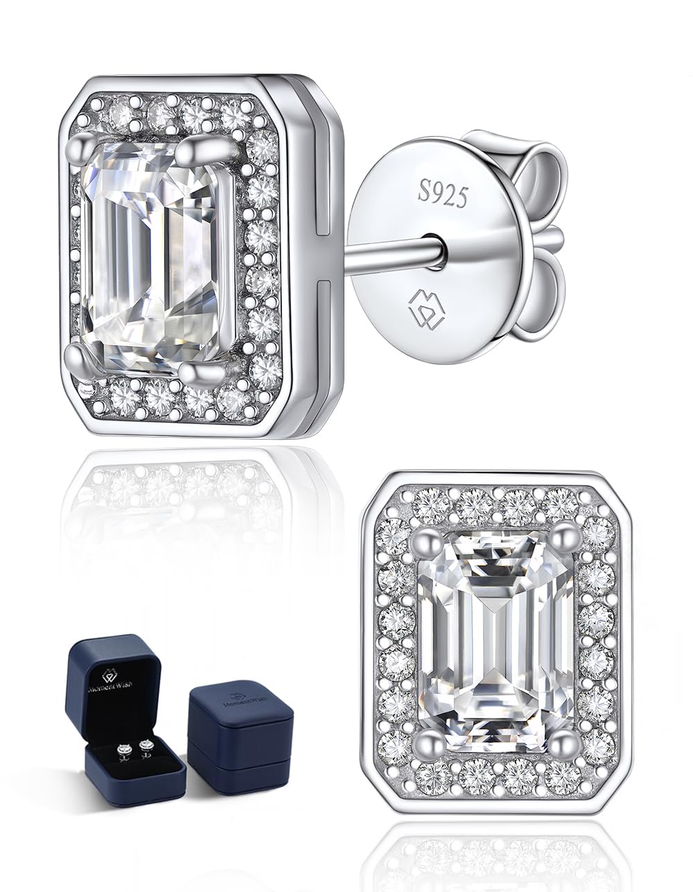 MomentWish Moissanite Ohrringe Silber 925, 1-2 Karat Ohrstecker Damen Schmuck Hypoallergen Liebes Geschenk Valentinstag Muttertag für Frauen Mama 4mm/5mm/6.5mm