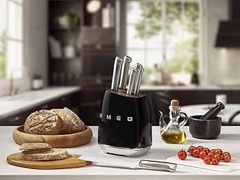 Amazon.com: Smeg Black Stainless Steel Knife Block Set: Home & Kitchen