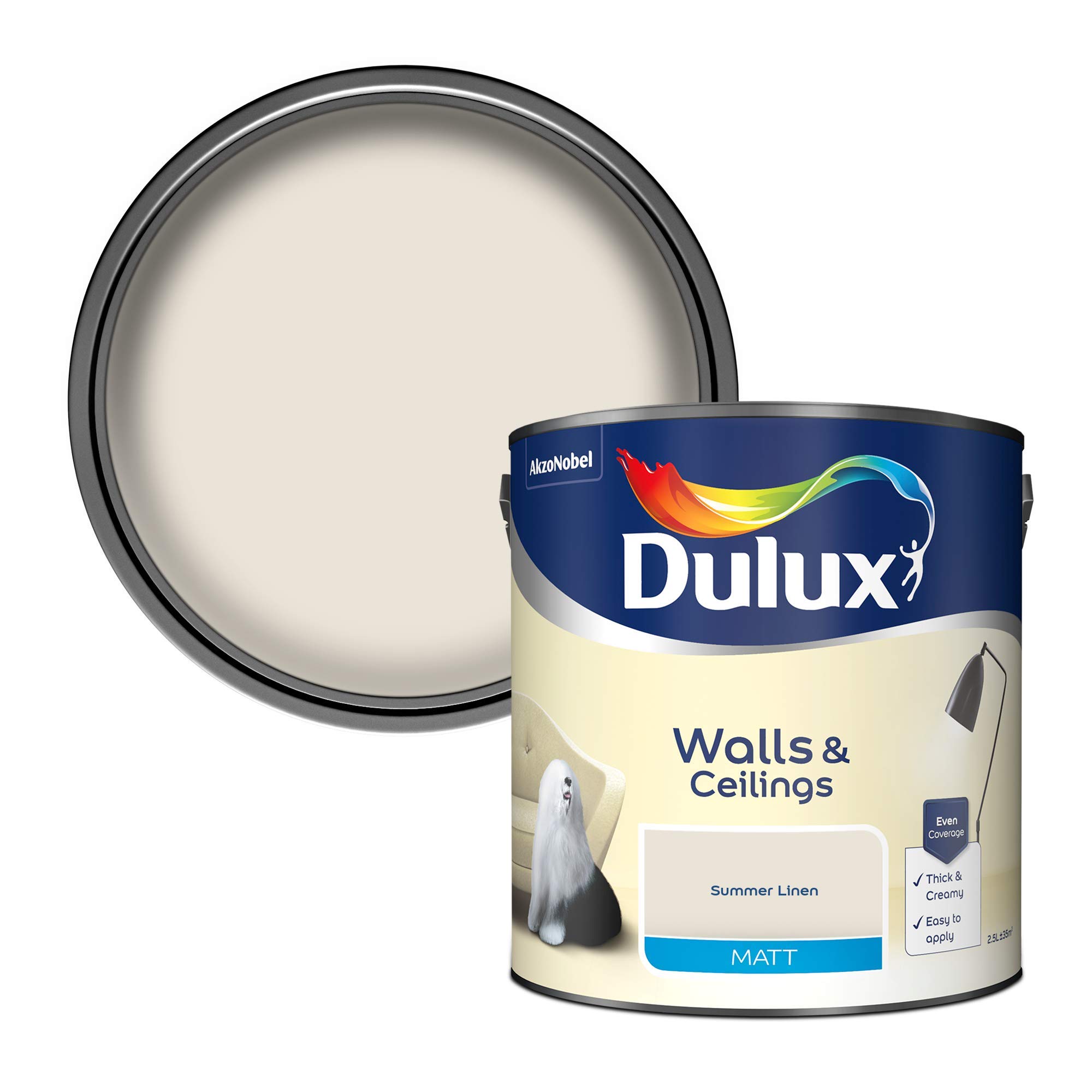 DuluxMatt Emulsion Paint For Walls And Ceilings - Summer Linen 2.5 Litres