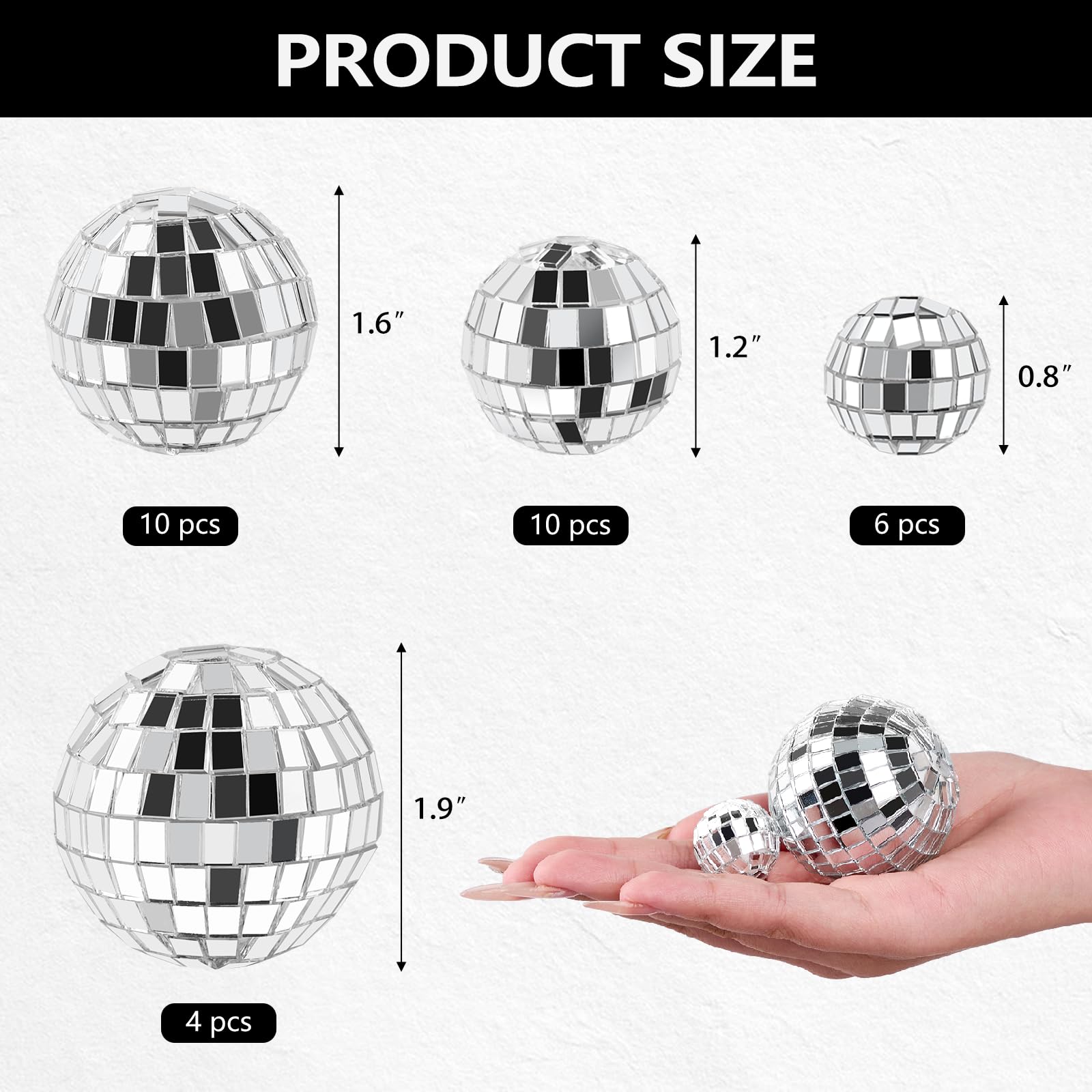 30 PCS Disco Ball Cake Decorations - 4 Sizes Birthday Cake Centerpiece Disco Table Decor for 70s Music Dance Themed Party Supplie