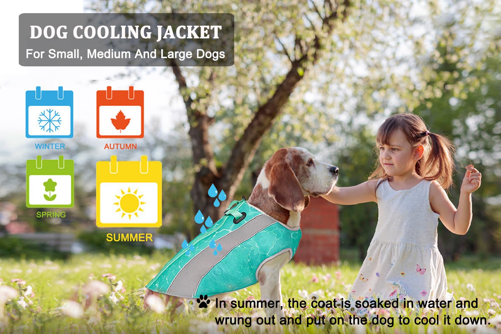 Giacca per Cani d'inverno e Gilet di Raffreddamento per Cani d'estate Cappotto Cane a Doppio Uso, Antivento e Caldo Cappotto per Cani Inverno, Inzuppato per il Gilet di Raffreddamento per Cani Estate