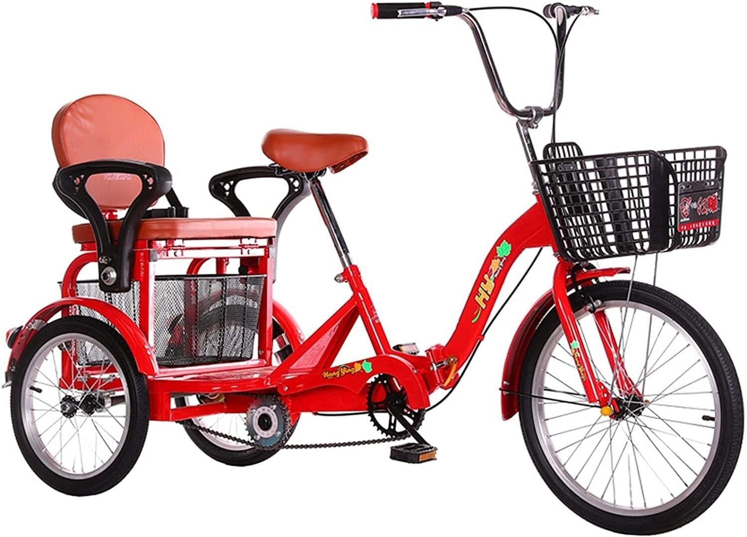 Comfort Three-Wheeled Bicycles for Seniors Safe Adult Tricycle Foldable 3 Wheel Bike Three Wheel 20 Inch Single Speed with Back Seat and Basket Adjustable Seat and Handlebar