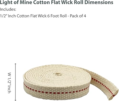 Miniatura 2 de Light of Mine - Rollo de mecha plana 100% algodón de 12 pulgada para linternas a base de aceite de parafina o queroseno y lámparas de aceite con