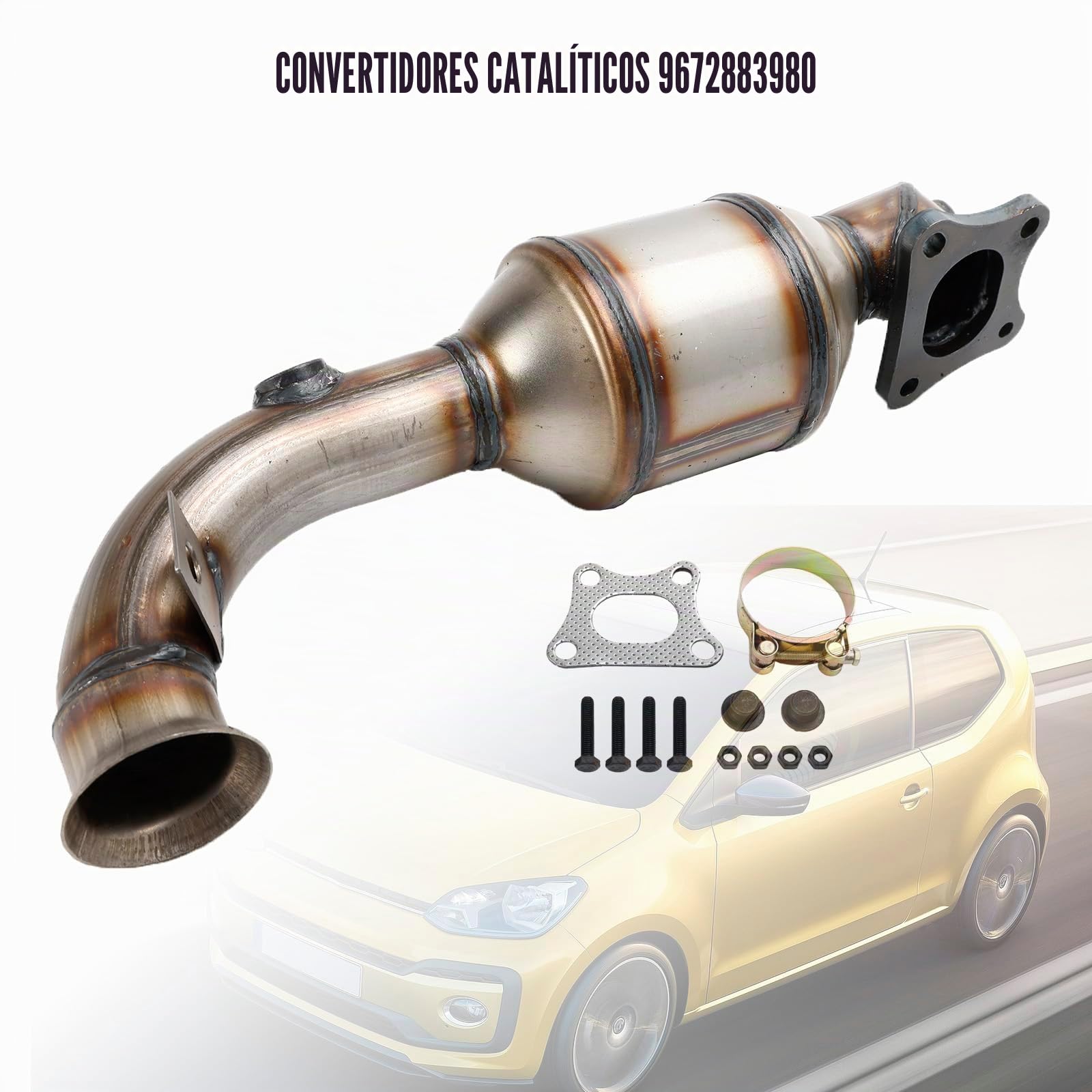 Catalizador 9822117480 Adecuado para Peugeot 108 208 301 308 II para Citroen C1 C3 C4 DS3 1.2 VTi Acero inoxidable