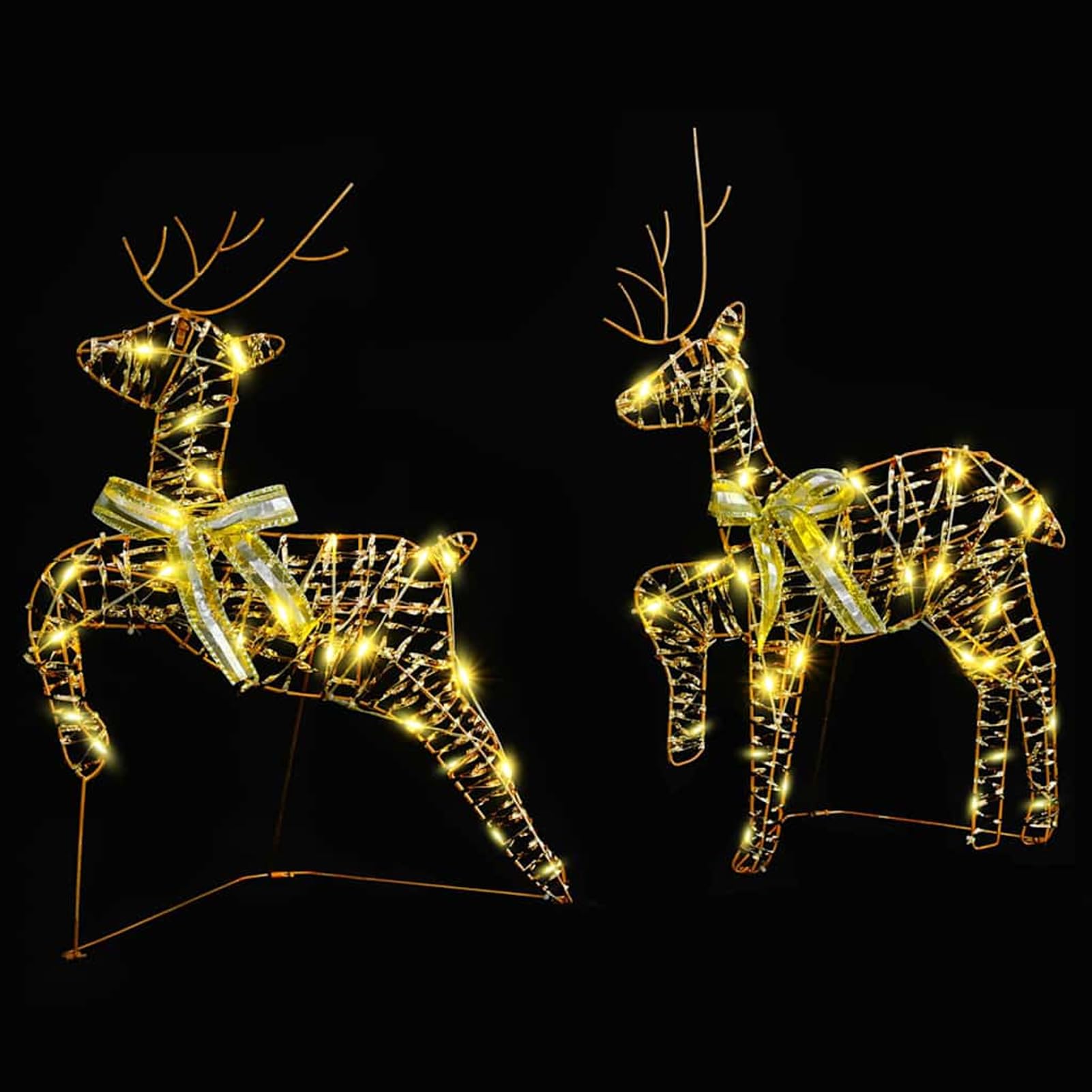 Gecheer LED Rentiere mit 40 LEDs 2 pcs Warmes Weiß PET, Weihnachtsdekoration für Weihnachtsmarkt Festliche Eventdekoration Garten Rasen Terrasse Vorgarten Fassade42019142