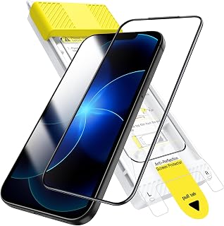 JETech 3D 9H+ Anti-Reflective Screen Protector for iPhone 17e/16e | Full Coverage, Tempered Glass, AR Coating, Military-Grade Shatterproof, Smudge-Resistant, Easy Install, 1-Pack