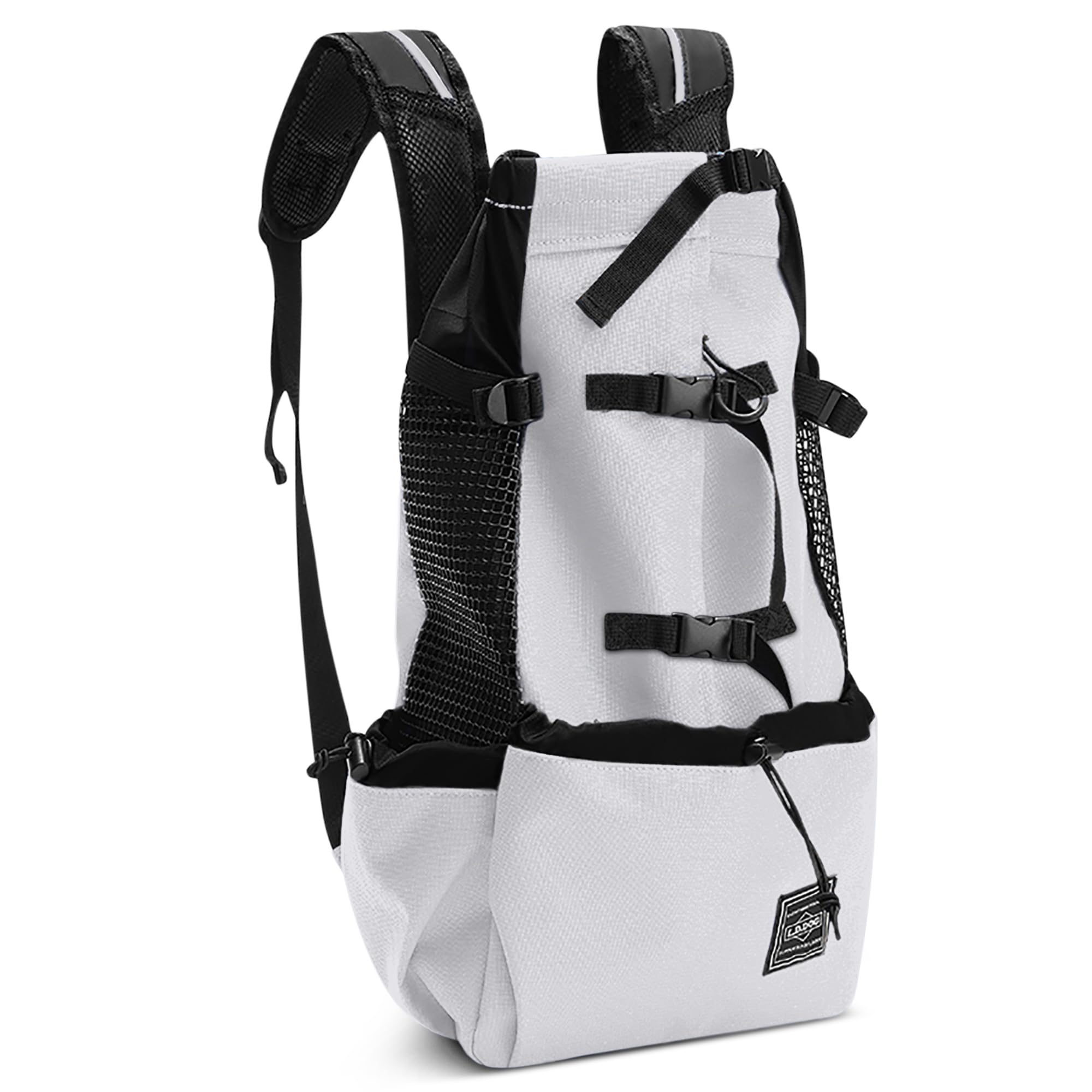 ALLSOPETS Mochila para Perros Mochila Ajustable para Perros Pequeño Mediano y Grande Mochila Portátil para Mascotas para Viaje Camping Senderismo Escalada (Gris Plata, M)