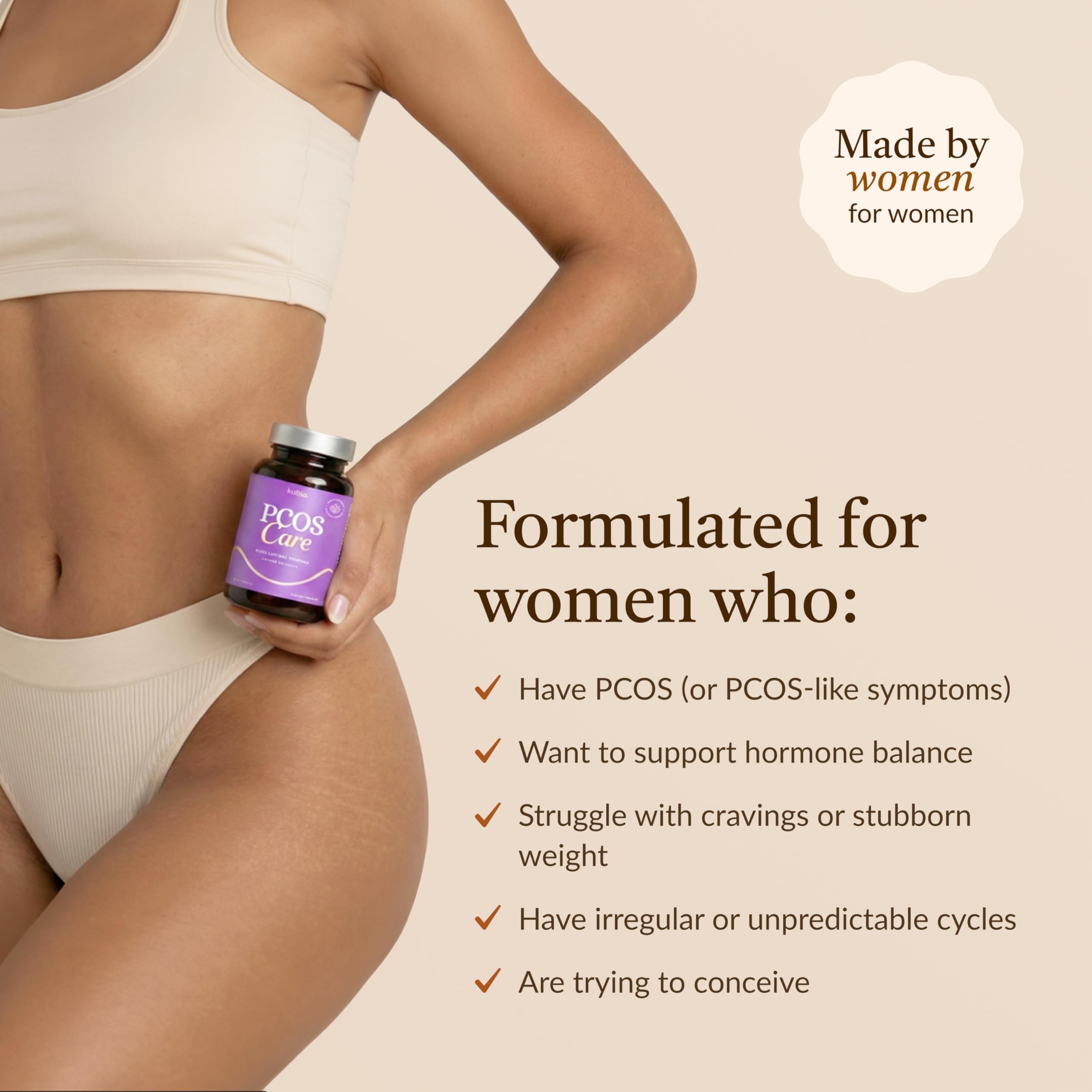 8-in-1 PCOS Support Supplement - 2,000mg Myo Inositol, NAC, Maca Root, Cinnamon, Chromium, Folate, Zinc, Vitamin D3 | Hormone Balance, Ovarian Health & Weight Management Support | 30-Day Supply