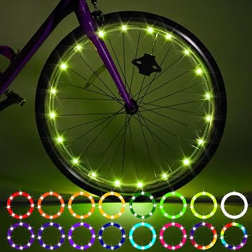 Waybelive 2 Pack LED Bike Wheel Light, Remote Control Bicycle Tire LED Light, Wheelchair Light, 16 Color Change by Yourself, Waterproof, Super Bright to Ride at Night, Good Gift for Kids2 Tires