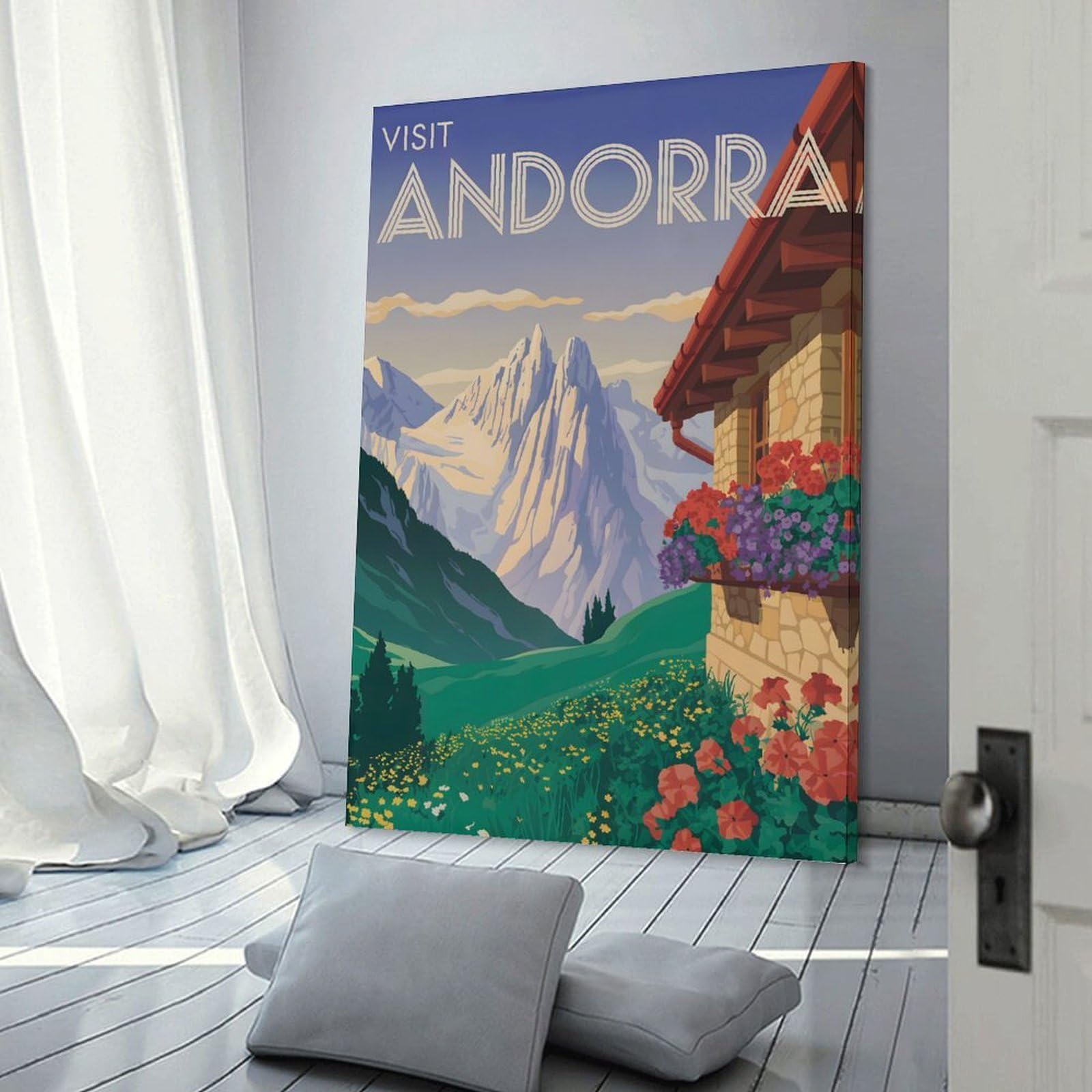 Junmoney Visit Andorra Travel (3) Hanging Wall Art 20x30inch(50x75cm), for Feature Walls in Flats Or Modern Rooms, Home Wall Art for Statement Displays