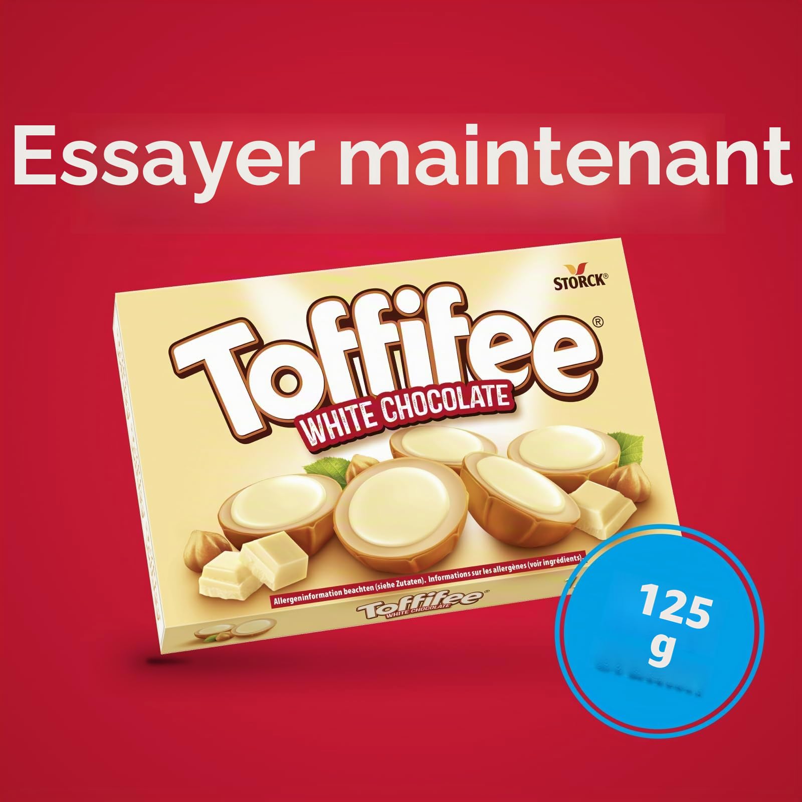 Toffifee White Chocolate - 1 x 125 g - Noisette caramel avec crème claire et chocolat blanc - Idéal pour grignoter et partager ensemble