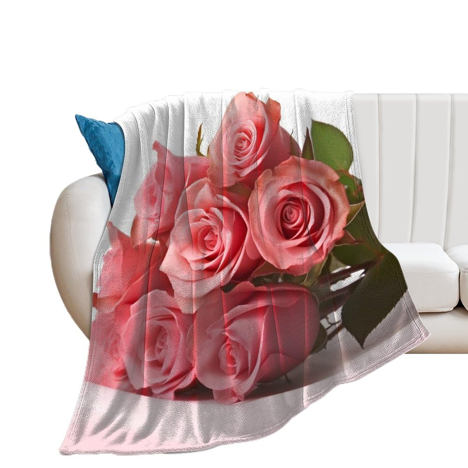 Plaid en flanelle anti-boulochage léger et chaud toutes saisons rose