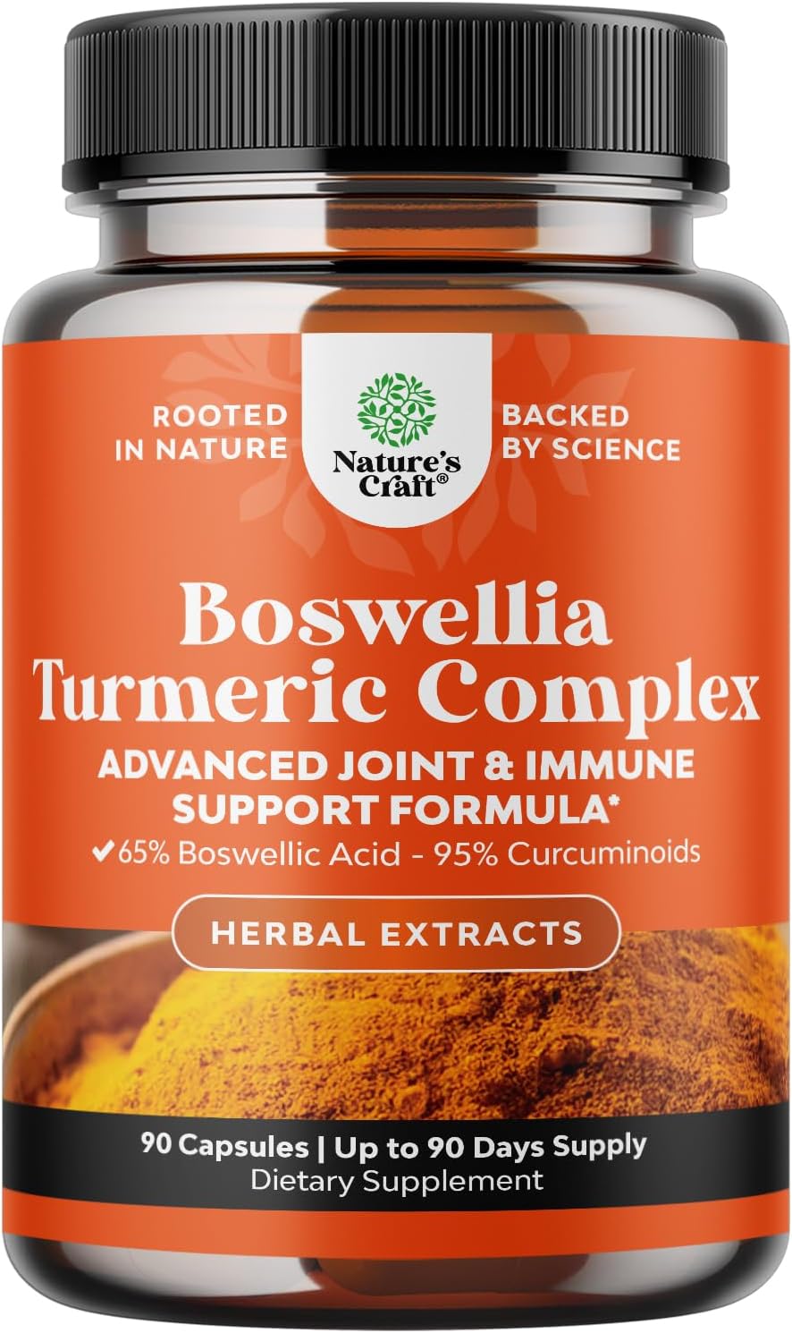 Boswellia Extract Capsules with Turmeric – Advanced Joint & Immune Health Support Supplement – Turmeric & Boswellia Serrata Extract Capsules 500 mg for Body Detox & Healthy Joints – 90 Count