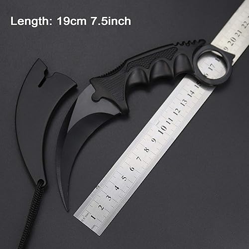 Miniatura 20 de Karambit - Cuchillo de entrenamiento de práctica de acero inoxidable con funda para principiantes, herramienta de entrenamiento 100% segura Rojo