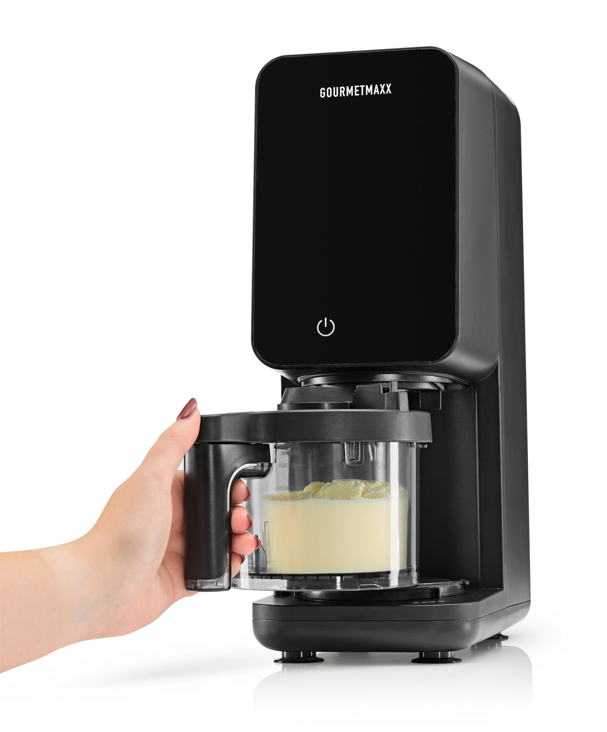 GOURMETmaxx SmoothUp Touch maszynka do lodów 700 W | Maszynka do lodów 9 programów + funkcja Mix-in | Maszynka do lodów - Slushies & lód zrobiony w domu | Urządzenie do robienia lodów z wyświetlaczem