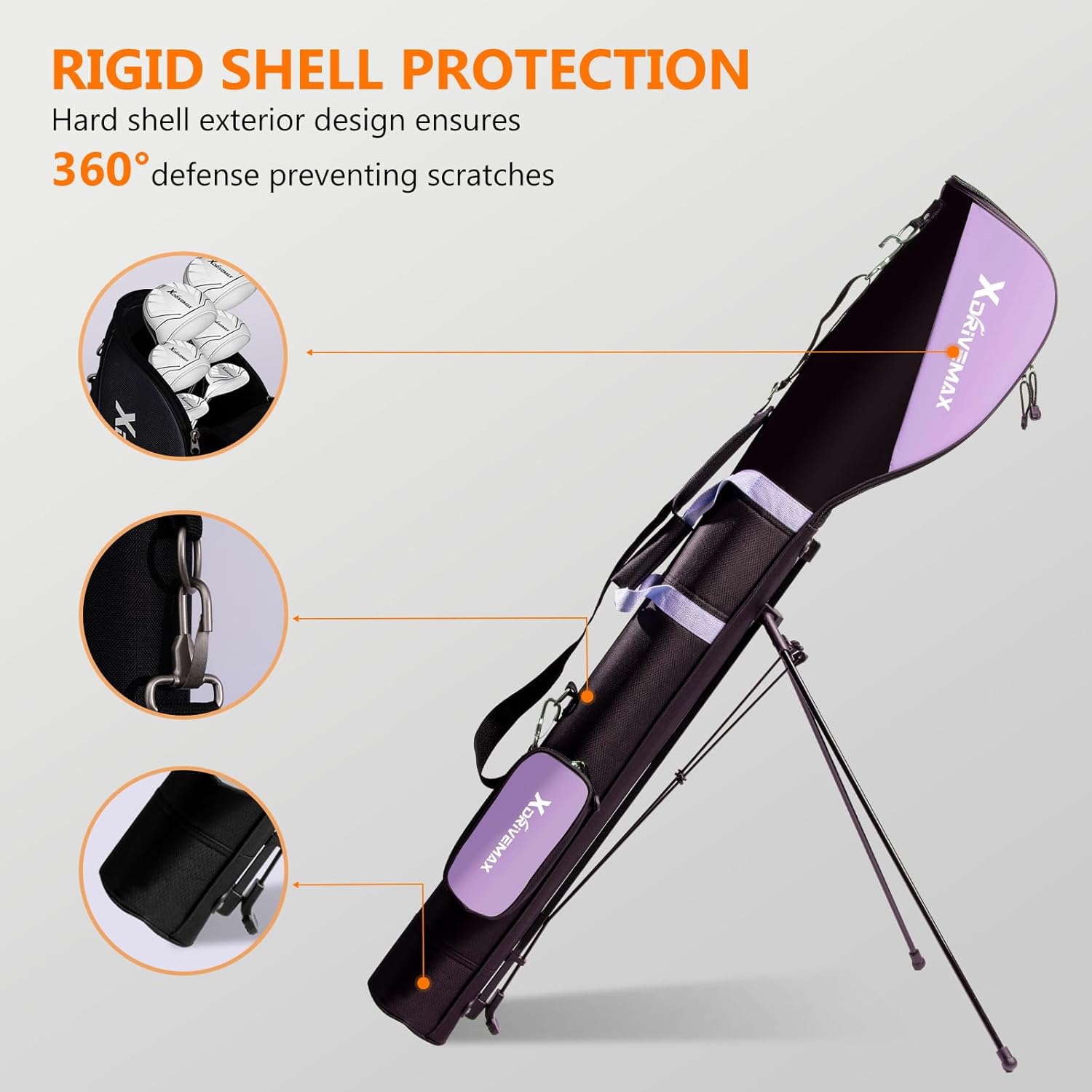 Golf Stand Bag, Lightweight Golf Carry Bag with Full-Length Zipper Protection, Sturdy Golf Club Bag for Multiple Pieces, Driving Range, Par 3 and Executive Courses
