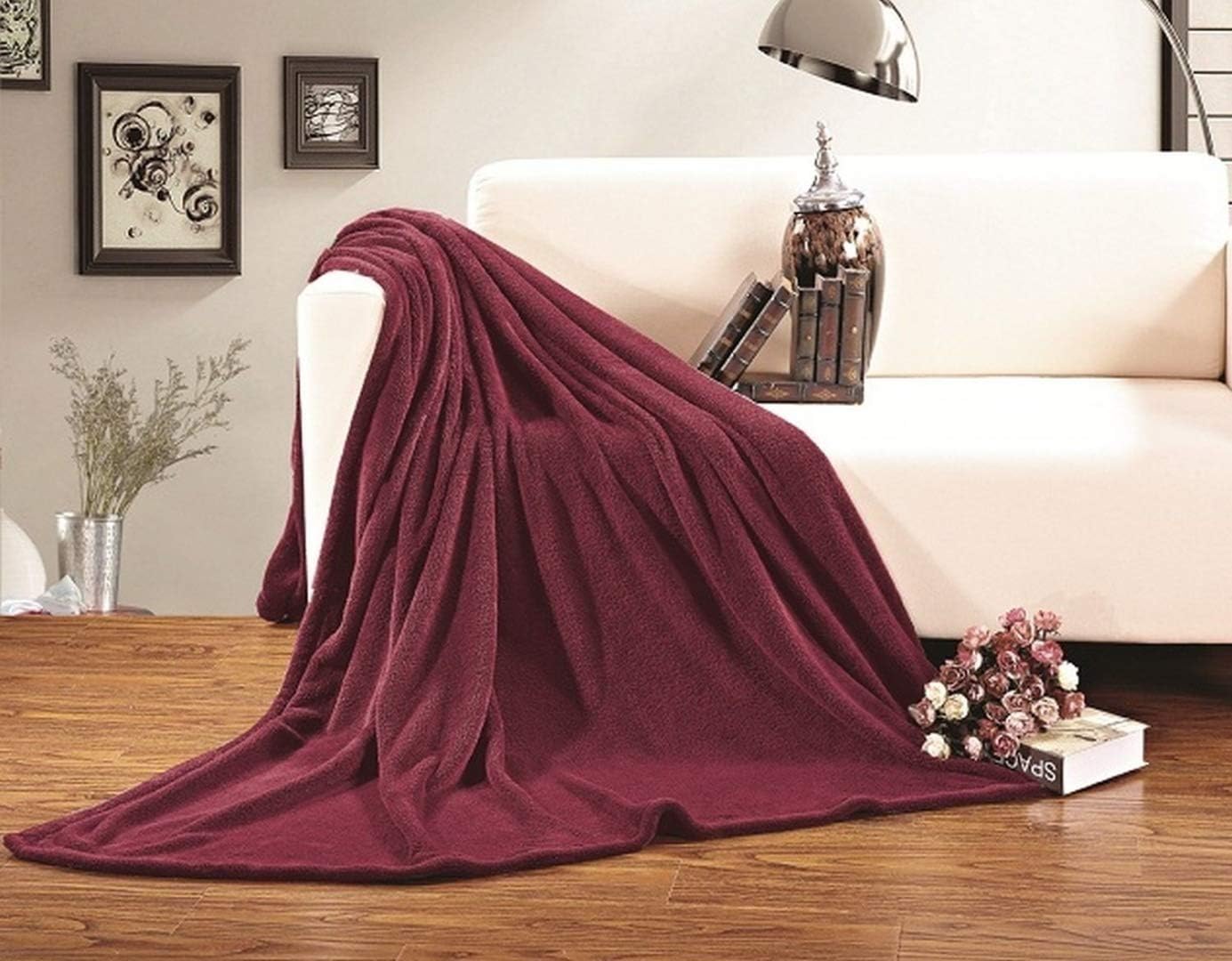 Elegant Comfort Ultra Super Soft Fleece Plush Luxury Blanket Twin/Twin XL Burgundy