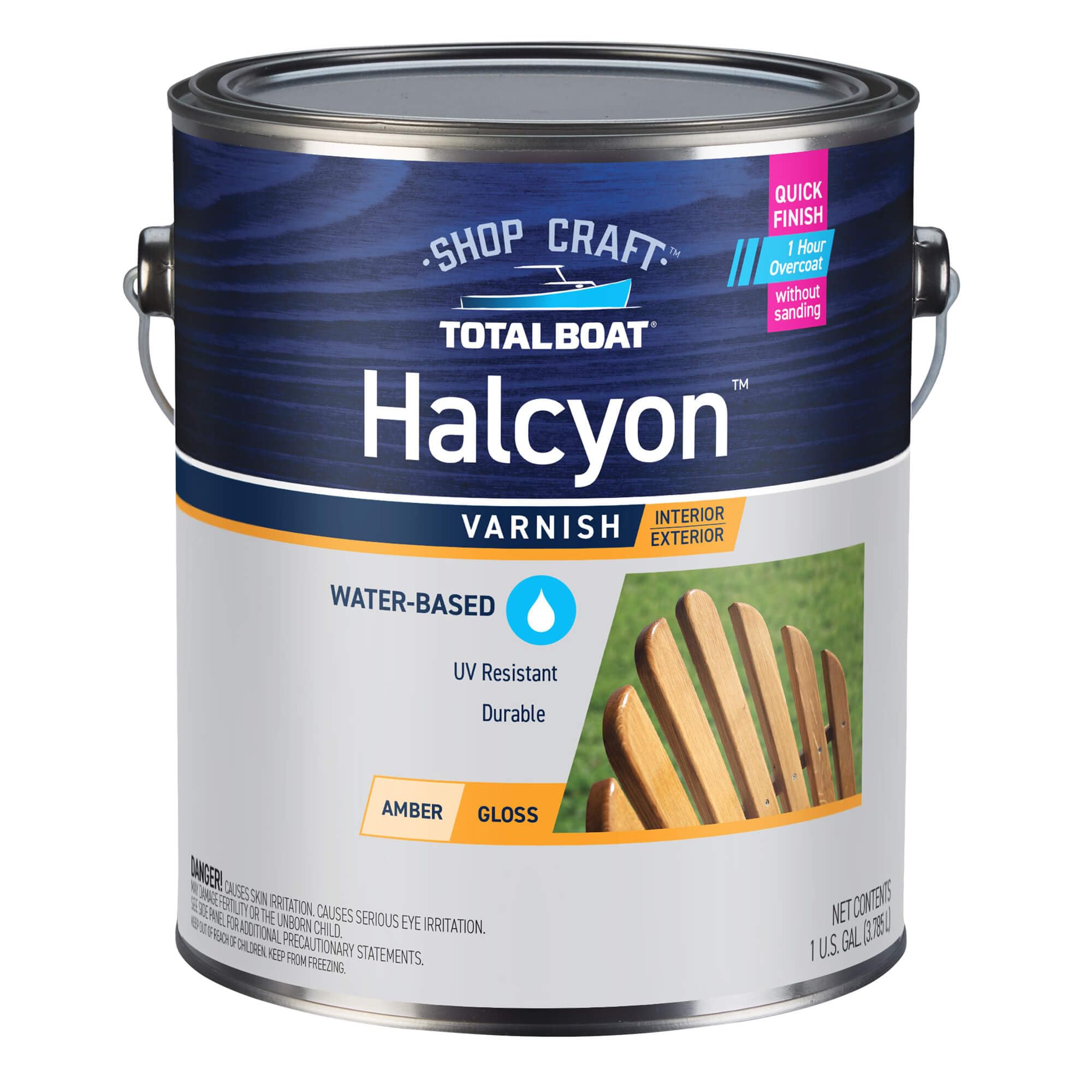 TotalBoat Halcyon Water-Based Marine Varnish for Wood - Amber Gloss Gallon