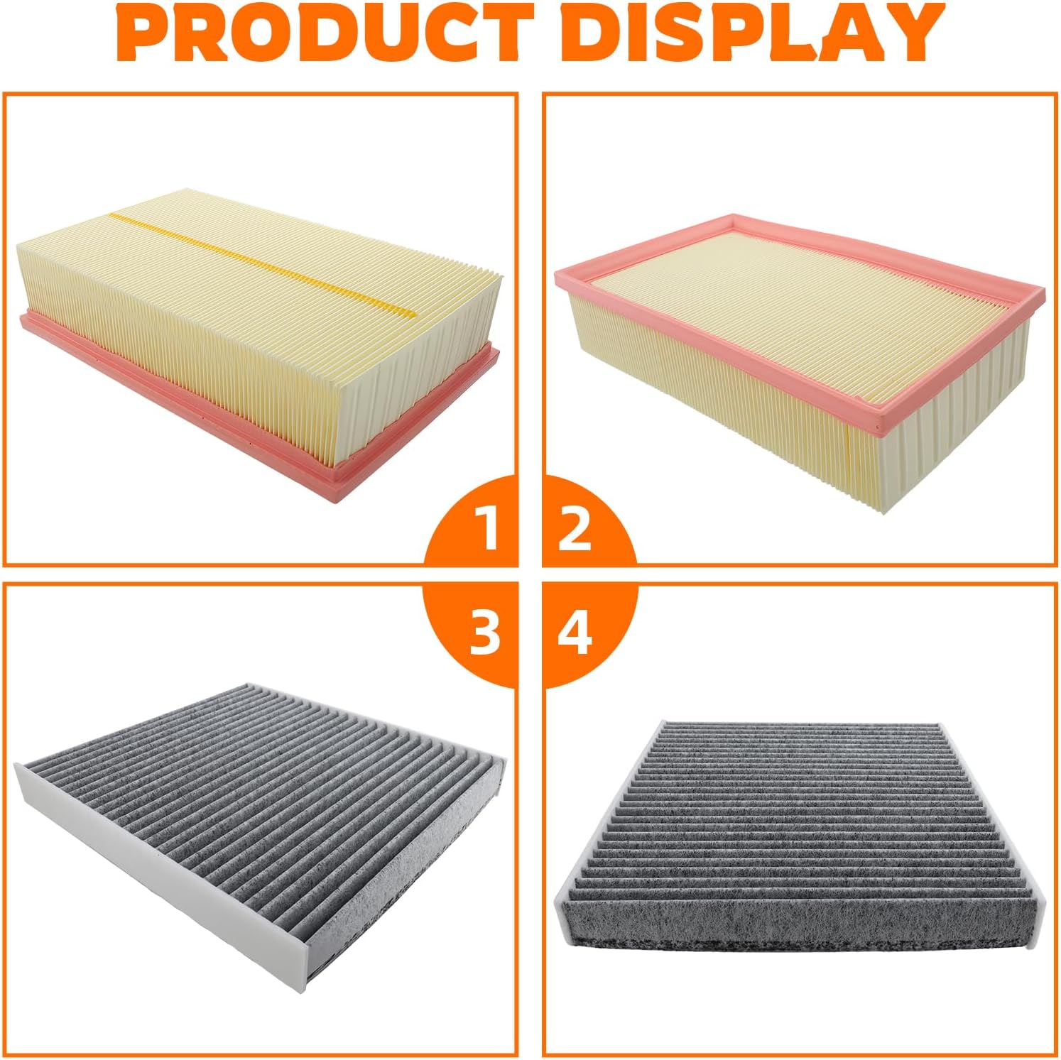 GoaMotors Engine Air Filter and Cabin Air Filter Replacement Fit for Volkswagen Jetta 2019-26 2.0L Tiguan 2018-24 2.0L Golf 2015 2.0L 2015-18 1.8L for Audi A3, Replace #5Q0-819-644, 5Q0129620B