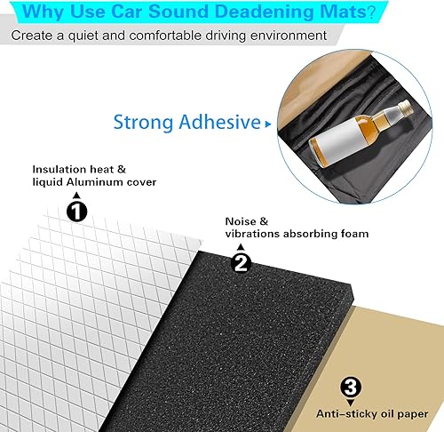 Miniatura 6 de Amortiguador de sonido grueso de 197 mil 8.7 pies cuadrados para automóviles  Material de amortiguación de ruido de espuma de aluminio  Alfombrilla
