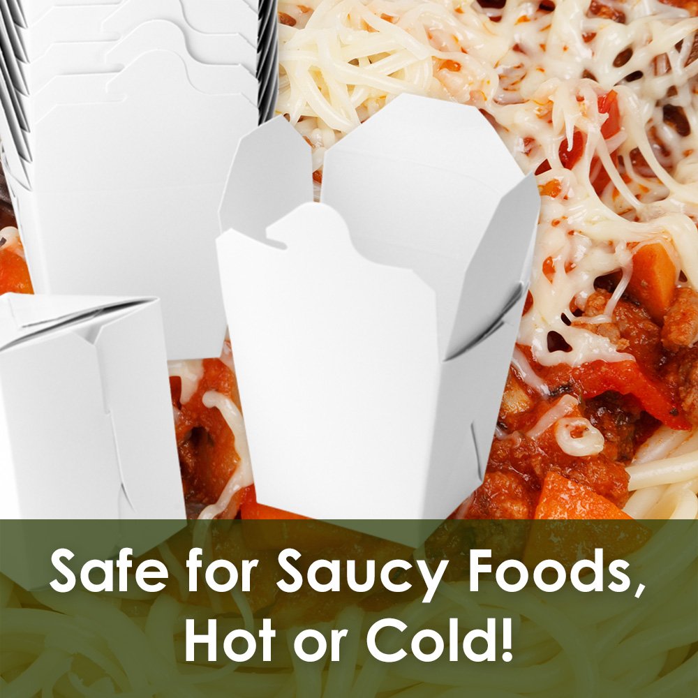 Microwavable White Chinese 8 oz Mini Take Out Boxes, 50 Pack. Small Stackable Pails are Recyclable. Ideal Leak and Grease Resistant Half Pint to Go Container for Restaurants and Food Service. : Industrial & Scientific