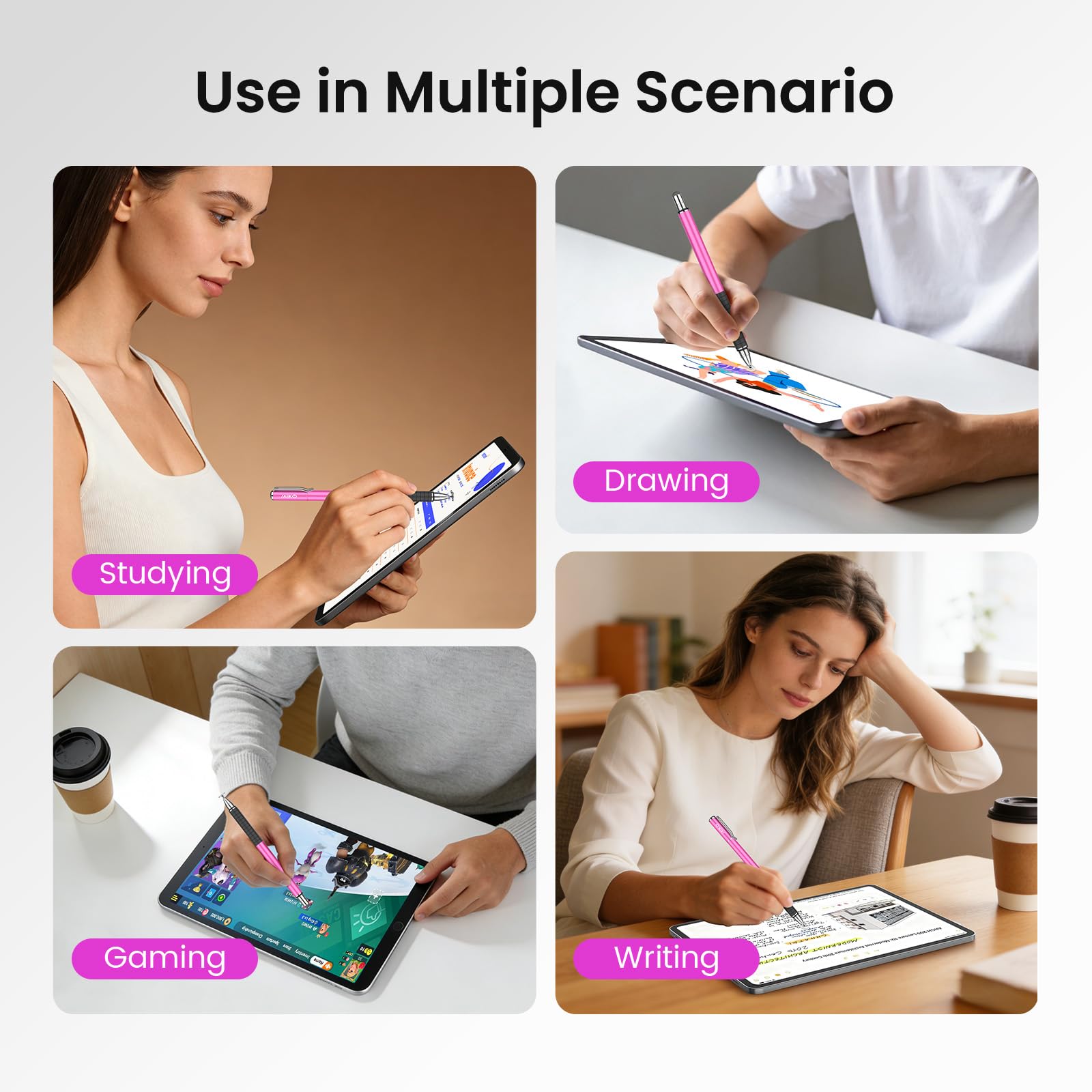 MEKO 6 lápices capacitivos para pantalla táctil, lápiz capacitivo 2 en 1 de alta sensibilidad y precisión para iPad, iPhone, Android, smartphone, tragaluz y tabletas, compatible con todos los