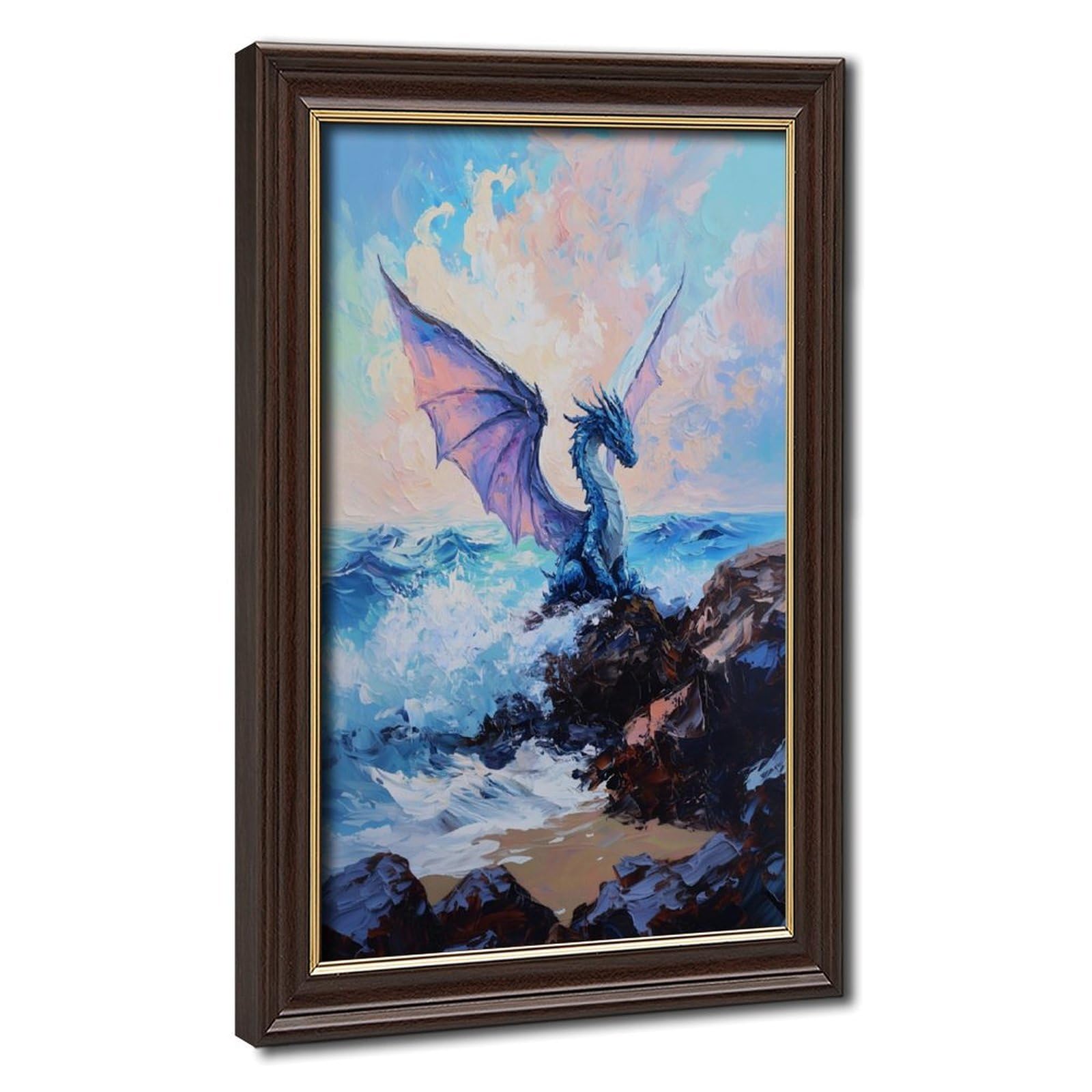 Bareronor Ocean Dragon Fantasy Poster Canvas Poster Bedroom Decor Landscape Office Room Decor Gift 24" L X 36" W