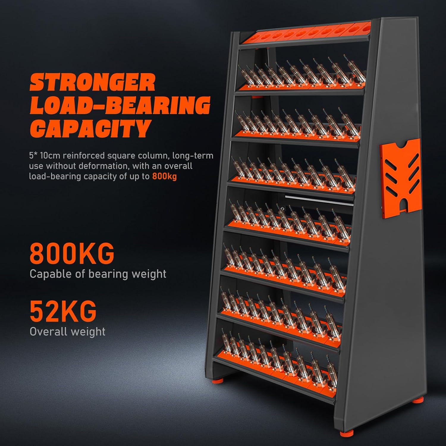 SUPVOX Cnc Tool Holder Rack: 8 Row Large Capacity Organizer for Cat40 Cnc Tools - Heavy-duty Screwdriver Storage Organizer for Workshop Garage Shed - 80 Cap