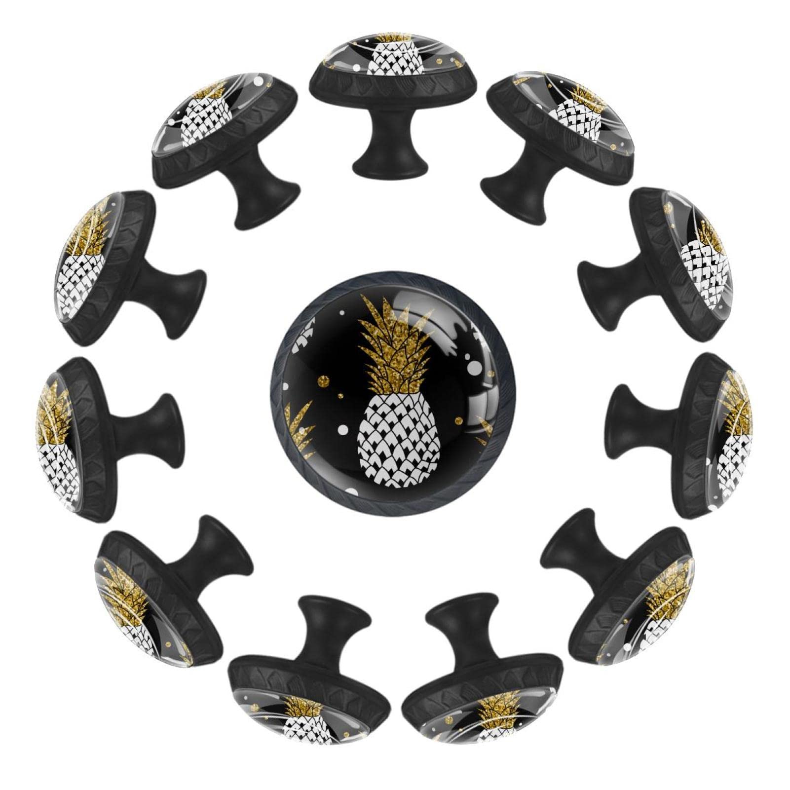 Boutons pour armoires et tiroirs ananas doré pour relooker un meuble de salon