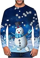 Vista 1 de Sudadera de Navidad para hombre, feo 3D, Navidad, Papá Noel, muñeco de nieve, suéter de manga larga con cuello redondo