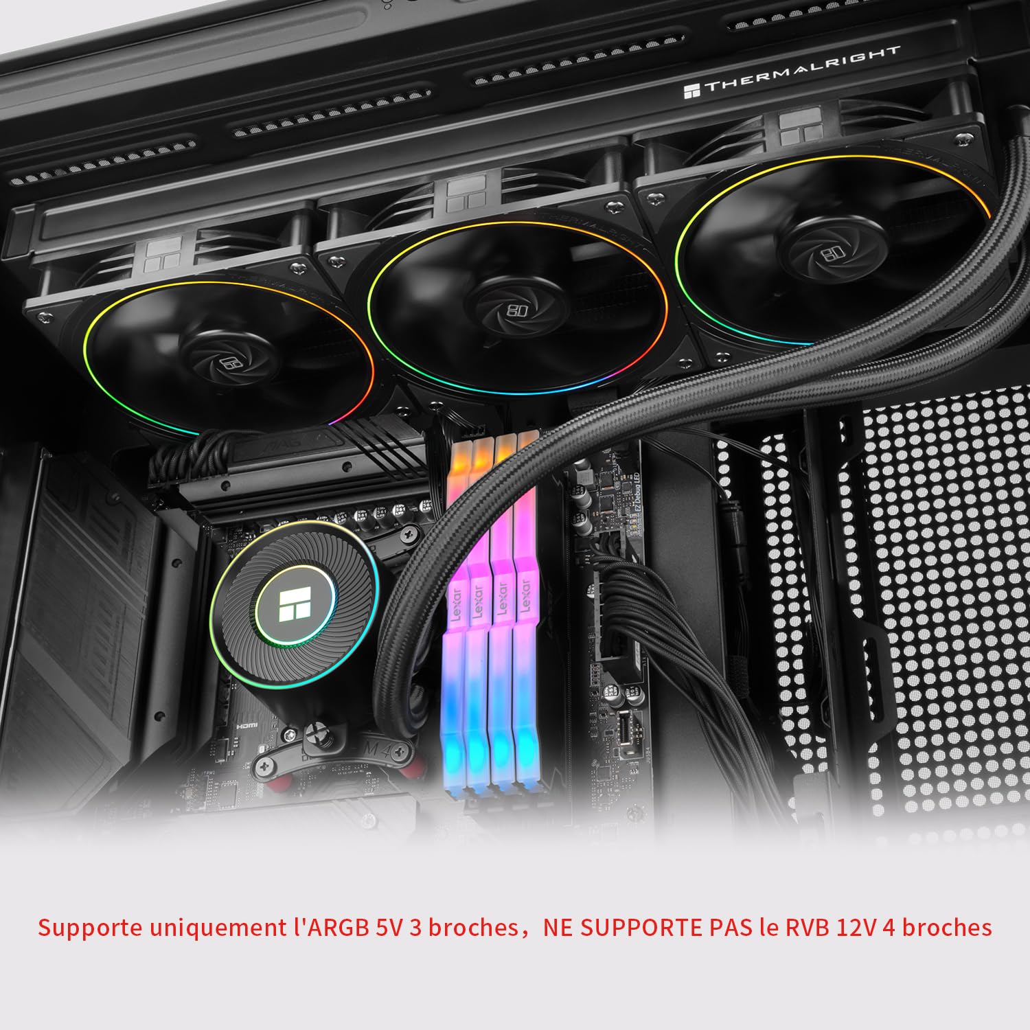 Thermalright Aqua Elite 360 V5 ARGB Noir CPU refroidisseur liquide, 360 taille de rangée de refroidissement, pour AM4 / AM5, Intel LGA115X / 1200/1700/1851, 360mm AIO