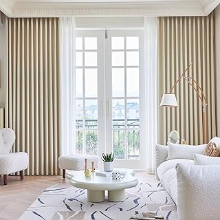 HIMENO カーテン 遮光 おしゃれ 2枚セット 遮光カーテン 225cm丈 150cm幅 断熱 保温 省エネ 防寒 防音 厚手 両開き ドレープカーテン+レースカーテン ベージュ 昼夜目隠し 間仕切り 洗濯機対応 かーてん UVカット 省エネ 小窓 寝室 出窓用 子供ルーム 部屋 リビング用 北欧