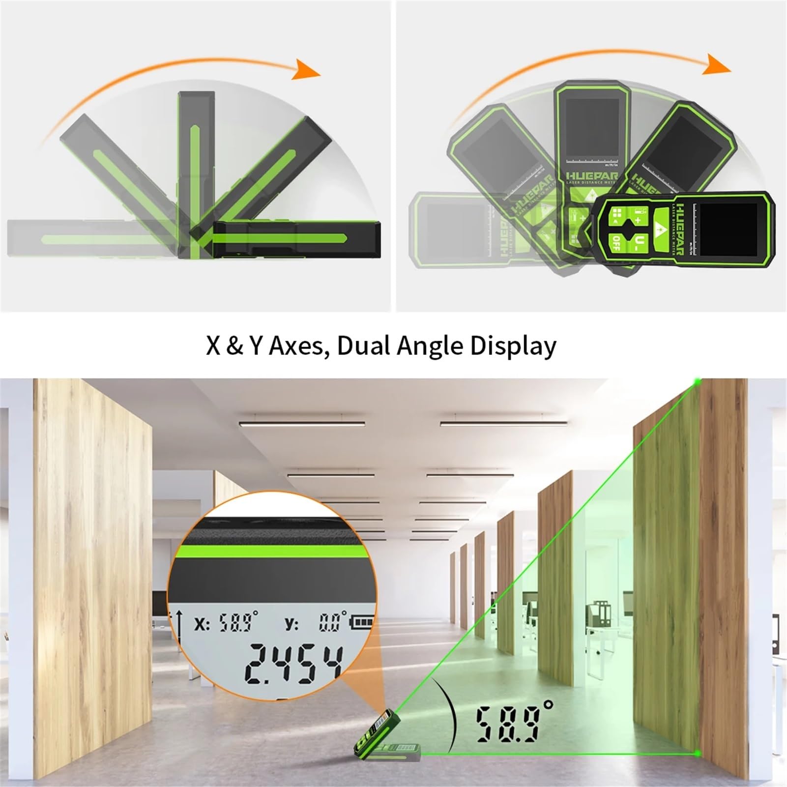 Herramienta de medición de distancia láser con Sensor de ángulo, telémetro láser Digital recargable, Rayo verde, 60M, 100M, 120M(60m)