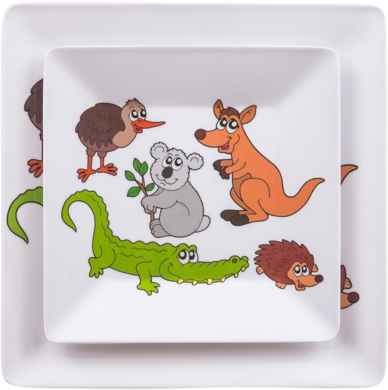 Slice of Australia Melamine Plates Set of 2 (1 x 8 inch and 1 x 10.5 inch)...Unique Australian Animals Design