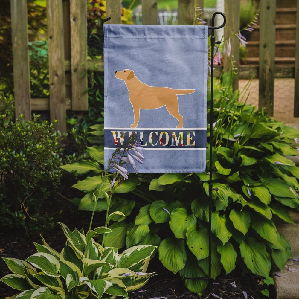 Caroline's Treasures BB5501GF Yellow Labrador Retriever Welcome Garden Flag Mailbox Flag Decorative Yard Flag Banner Outside Patio Artwork Yard Flower Beds, Garden Size, Multicolor