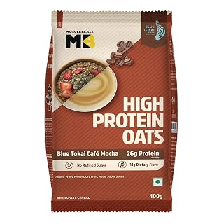 MuscleBlaze High Protein Oats, Blue Tokai Cafe Mocha, 400g