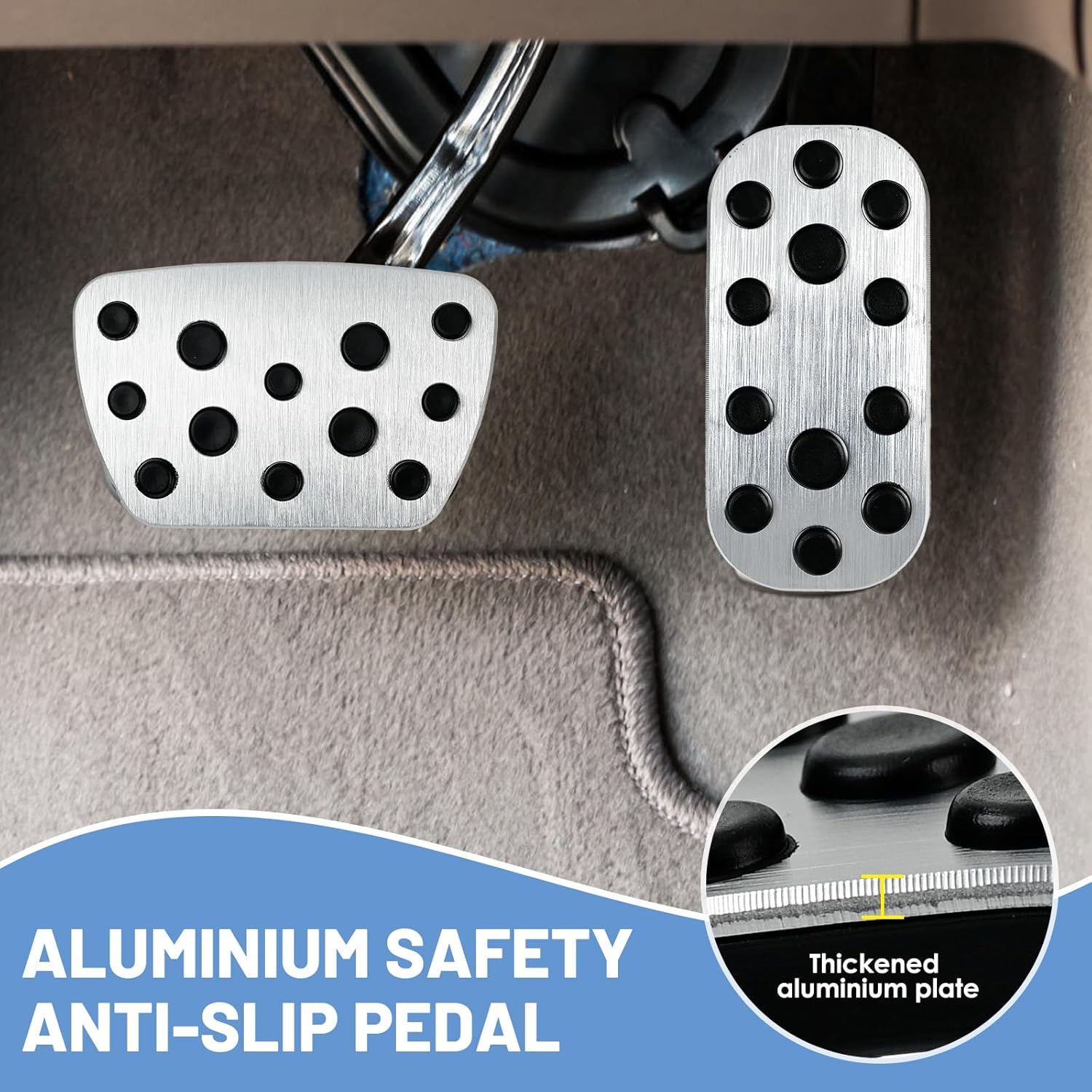 Autohua for Toyota Tacoma/Sequoia 2024 2025/Toyota Tundra 2022-2024 at Non-Slip Accelerator and Brake Pad Pedals Cover No Drill Aluminum Brake Gas Accelerator Accessories - Image 5