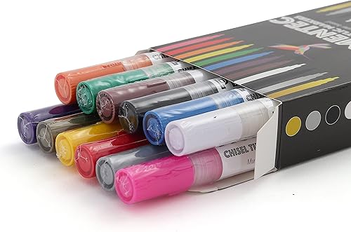 Miniatura 10 de Milltown Merchants Marcadores de pintura acrílica, juego de 12 rotuladores de pintura acrílica, marcadores de arte vibrante para clase, tablero de