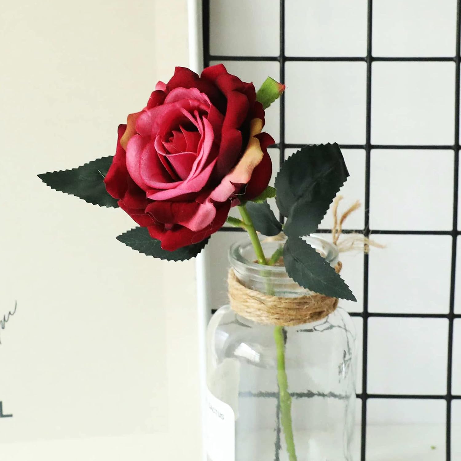 12pcs Velvet Rose Artificial Flowers,12 Inch Artificial Rose with Stem and Leaves, Velvety Flowers for Home Decor Centerpiece,DIY Bouquet Supply,Shade of Red Mix