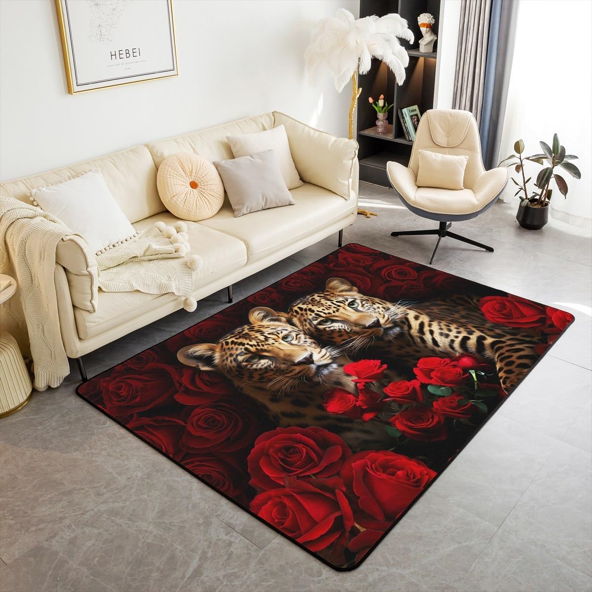 Tapis chambre et salon léopard pour créer un coin lecture cosy
