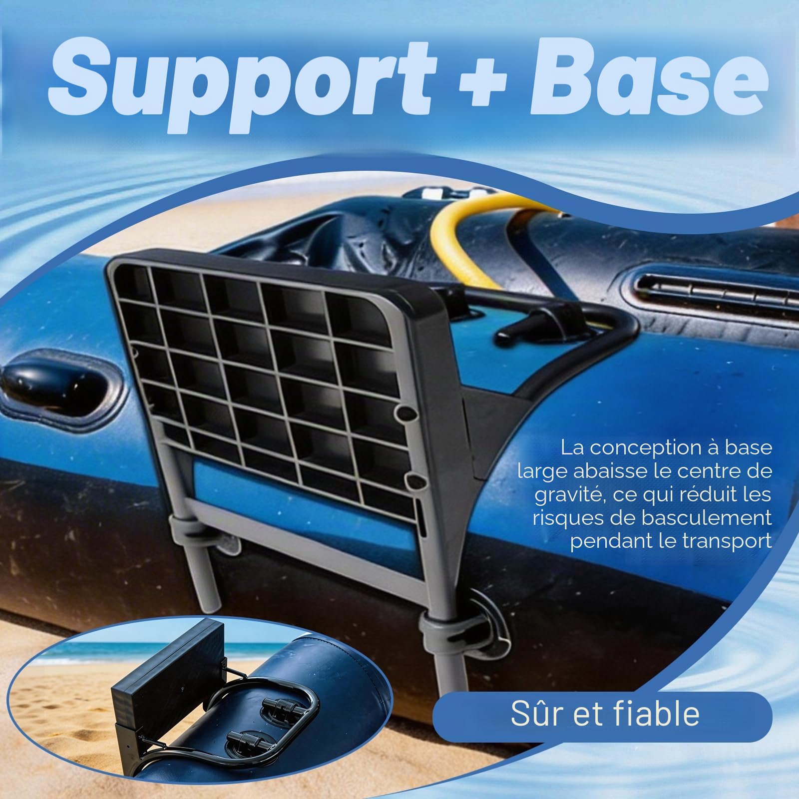 Support de moteur pour bateau pneumatique, kayak, bateau gonflable, bateaux de pêche, en PVC, noir, montage sur bateau