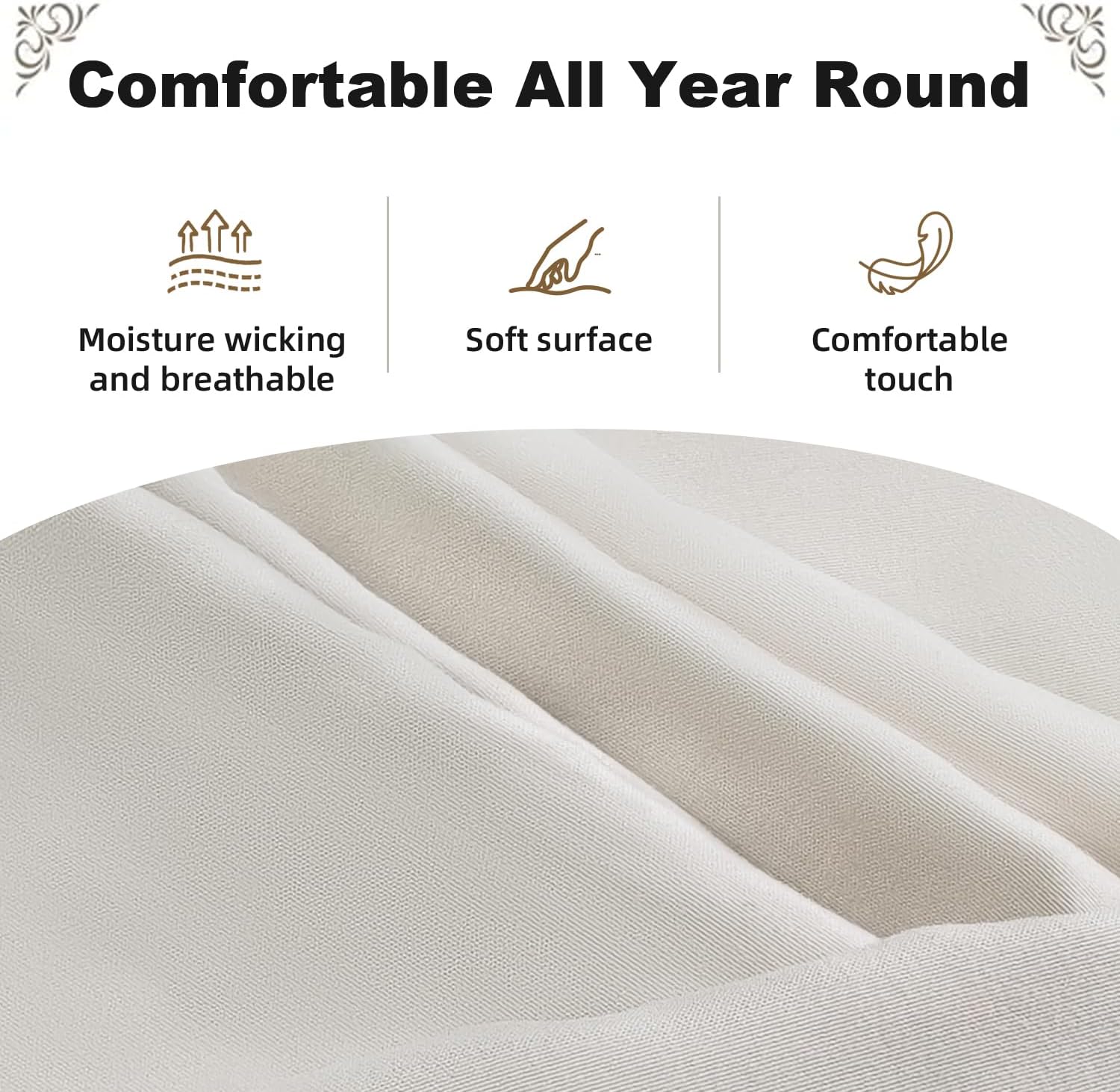 Floor Futon Cover Cal King Size 84" L x 58" W Japanese Floor Futon Mattress Slipcover Tatami Mats Cover Washable Beige