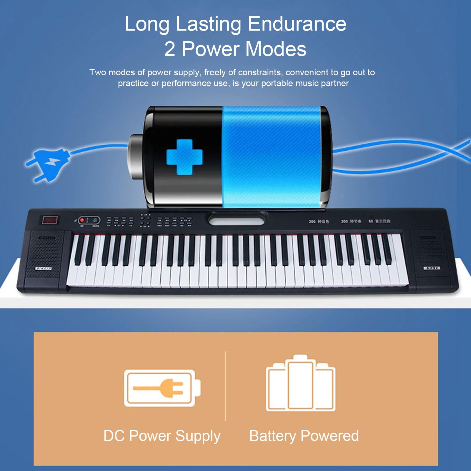 Doppi Tastiera Tastiera per Pianoforte Elettrico 61 Tasti Ricchi Sonore Sonore Sono State Sound per Principianti e Studenti Design Leggero (Spina europea)