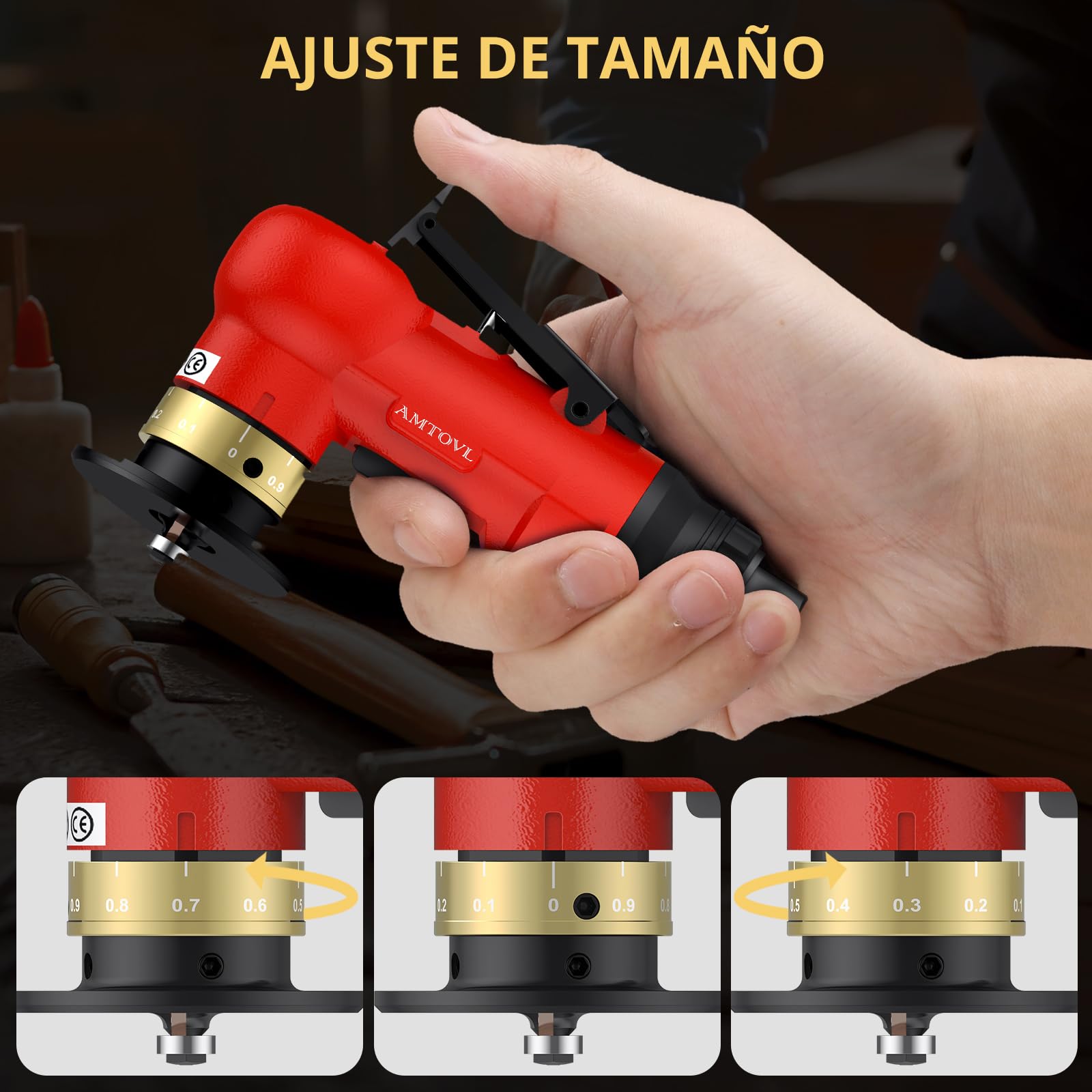 AMTOVL Mini Máquina de Biselado Neumático de 1/4",Biseladora Neumática de Arco de 45 Grados,Velocidad Ajsutable con Cuchilla de Recambio(10R+10C+4 Rodamientos) para Corte y Desbarbado de Metales