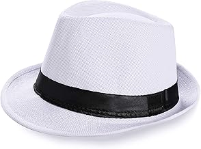 Coucoland Chapeau Panama 1920s pour homme-Chapeau Fédora Mafia Gangster Accessoires de Costume Gatsby Taille Unique